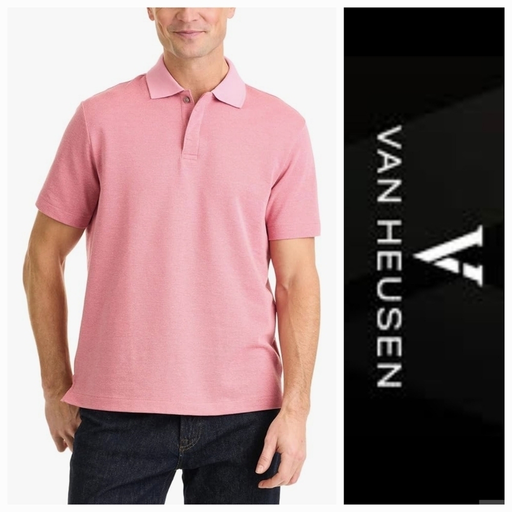 NWT Van Heusen Pink Nectar Polo Shirt Regular Fit Stain Shield ~S